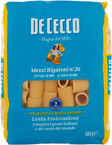 De Cecco Mezzi Rigatoni N°26 - Nudeln aus Hartweizengrieß (10 x 500 g) von De Cecco