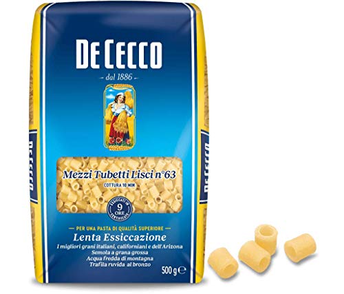 10x Pasta De Cecco 100% Italienisch Mezzi Tubetti Lisci n° 63 Kurze Pasta 500g von De Cecco