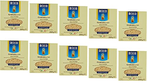 10x Pasta De Cecco 100% Italienisch grattata all'uovo n. 623 Nudeln mit ei 250g von De Cecco