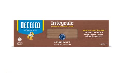 12x De Cecco Linguine n° 7 Integrali Vollkornnudeln Vollkorn Pasta 500g Packung von De Cecco