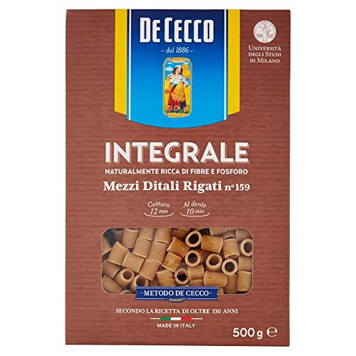 20x De Cecco Mezzi Ditali Rigati Integrali n 159 Vollkorn italienisch Pasta 500g von De Cecco