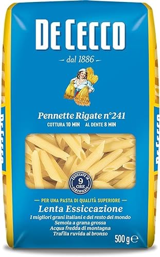 20x De Cecco Pasta 100% Italienisch Pennette Rigate n° 241 kurze Pasta 500g von De Cecco