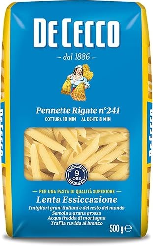 20x De Cecco Pasta 100% Italienisch Pennette Rigate n° 241 kurze Pasta 500g von De Cecco