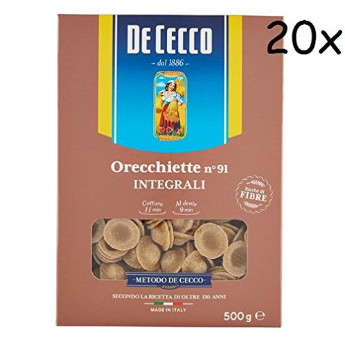 20x Pasta De Cecco Orecchiette integrali 91 Vollkorn italienisch Nudeln 500 g von De Cecco