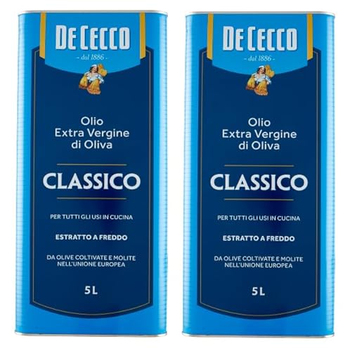 2er-Pack De Cecco Classico Olio Extra Vergine di Oliva,Natives Olivenöl Extra,Ideal für alle Anwendungen in der Küche,5Lt Dose von De Cecco
