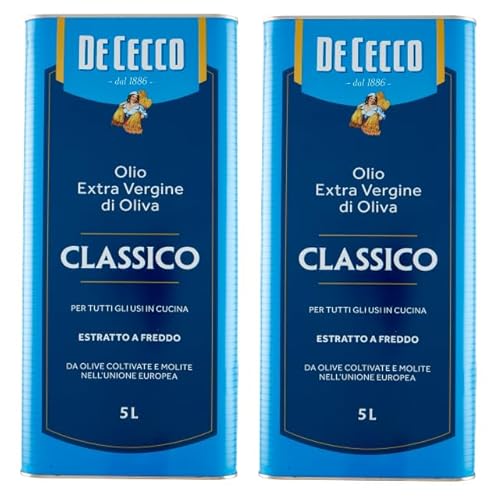 2er-Pack De Cecco Classico Olio Extra Vergine di Oliva,Natives Olivenöl Extra,Ideal für alle Anwendungen in der Küche,5Lt Dose von De Cecco