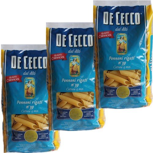 3x De Cecco Nudeln 'Pennoni rigati' n.39, 500 g von De Cecco