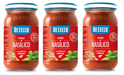 3x De Cecco Sugo al Basilico Genovese DOP Sauce mit Genoveser Basilikum mit 100% italienischen Tomaten 200g von De Cecco
