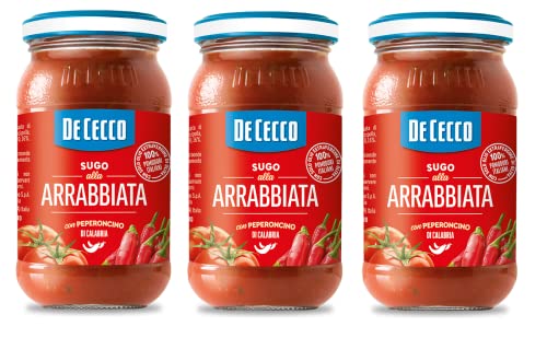 3x De Cecco Sugo all'Arrabbiata con Peperoncino di Calabria Sauce mit Kalabrische Chili 100 % italienische Tomaten 200g von De Cecco