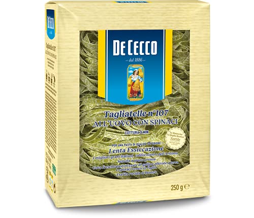 4x De Cecco Eier-Tagliatelle Nr. 107 mit Spinat 250gr +Italian Gourmet polpa 400g von De Cecco