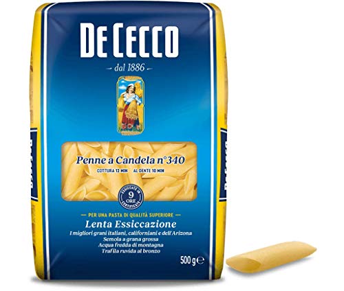 5x De Cecco Pasta 100% Italienisch Penne a Candela n° 340 kurze Pasta 500g von De Cecco