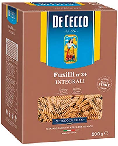 5x Pasta De Cecco Fusilli integrali n. 34 Vollkorn italienisch Nudeln 500 g von De Cecco