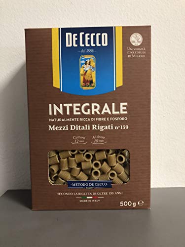 De Cecco Mezzi Ditali Rigati Integrali n 159 Vollkorn italienisch Pasta 500g von De Cecco