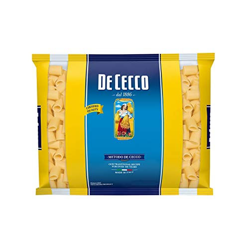 De Cecco Mezzi Rigatoni Pasta di Semola di Grano Duro Hartweizengrieß Pasta 100% Italienische Pasta Kurze Pasta Packung mit 3Kg von De Cecco