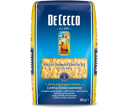 De Cecco Pasta 500 Stück glatte Tuben – [12 Stück] von DE CECCO