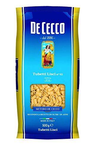 Pasta De Cecco 100% Italienisch Tubetti Lisci n. 62 Nudeln 500g von De Cecco