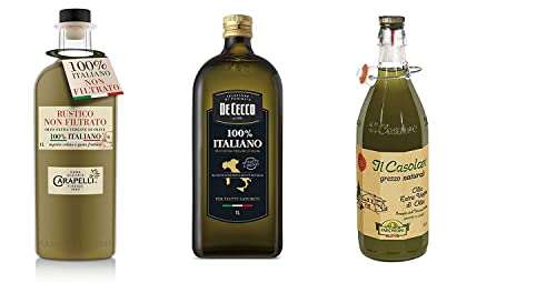 Testpaket Olio Extra Vergine di Oliva Italiano Italienisches Olivenöl extra vergine Farchioni Il Casolare - Carapelli Non Filtrato - De Cecco 100% Italiano ( 3 x 1Lt ) von De Cecco