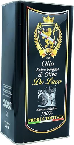 Italienisches Olivenöl extra vergine 100% Carolea-Monokultur Kaltextrakt Hergestellt in Kalabrien De Luca Die italienische Exzellenz, die die Welt zum Träumen bringt (5 Liter) von De Luca