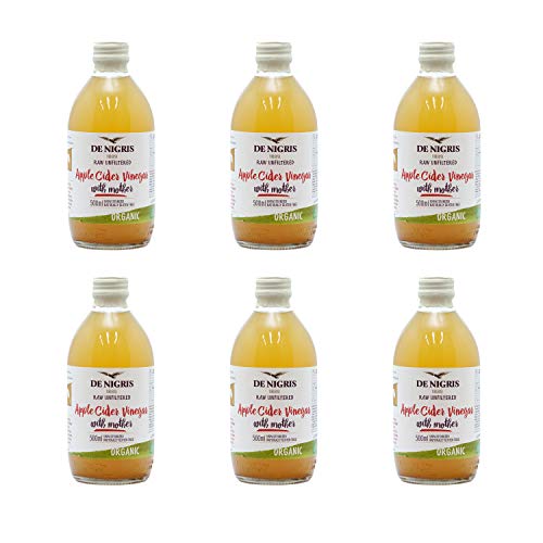 6 Flaschen Apple Cider Vinegar with mother Bio Organic - Bio Apfelessig mit Mutter 6 x 500 ml (Natur) von De Nigris