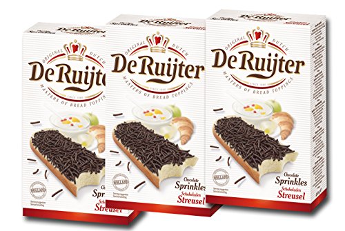3 x De Ruijter Chocoladehagel Puur - Zartbitter Schokoladenstreusel - 400g von De Ruijter