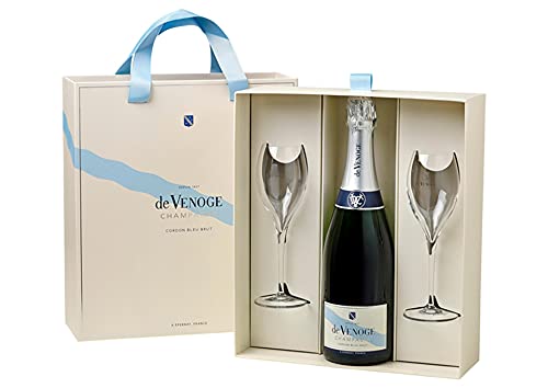 Champagne Brut AOC Cordon Bleu cofanetto con 2 calici De Venoge 0,75 ℓ, Astucciato von De Venoge