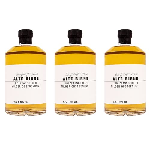 Grafschaft Mark Alte Birne Schnaps 3 x 0,7 L | 40% vol. Alkohol | milder, holzfassgelagerter Obstbrand aus Deutschland | fein fruchtiges Aroma von Birnen | hochwertige Spirituose von DeCavo