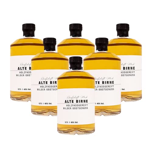 Grafschaft Mark Alte Birne Schnaps 6 x 0,7 L | 40% vol. Alkohol | milder, holzfassgelagerter Obstbrand aus Deutschland | fein fruchtiges Aroma von Birnen | hochwertige Spirituose von DeCavo