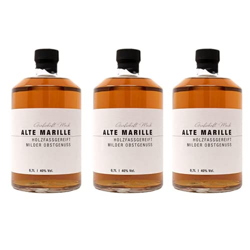 Grafschaft Mark Alte Marille Schnaps 3 x 0,7 L | 40% vol. Alkohol | milder Obstbrand, im Holzfass gelagert| mit voll fruchtigem Aroma von Aprikosen | hochwertiger Obstler von DeCavo