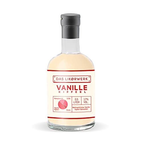 LIKØRWERK Vanillekipferl Likör 1 x 0,5 L, 17% vol. Alk., ein genußvoller weihnachtlicher Sahnelikör aus Deutschland, bezauberndes winterliches Vanillearoma, weicher und intensiver Geschmack von DeCavo