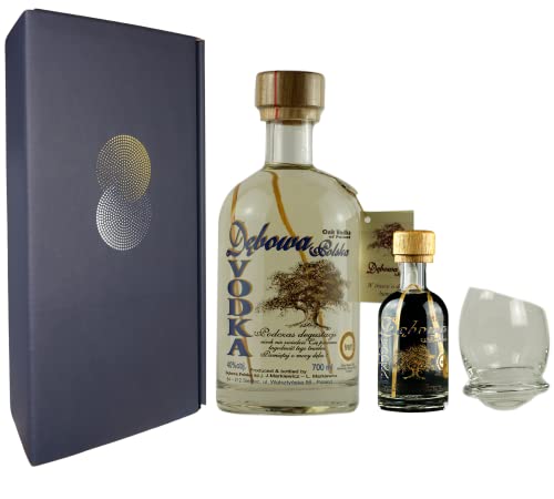 Geschenkidee Dębowa Family | Polnischer Wodka | 40%, 0,7 Liter, 0,05 Liter | Handgefertigtes Glas von Dębowa