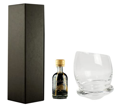 Geschenkidee Mini Dębowa mit großem, extravagantem, handgefertigtem Glas | Polnischer Wodka | 0,05 Liter, 40% von Dębowa
