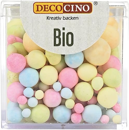 DECOCINO Bio Streudekor Pastell - 50 g - bunte Zuckerstreusel in Bio-Qualität, zum Dekorieren von Torten, Kuchen, Cupcakes oder Cake Pops - 100% vegan von DECOCINO