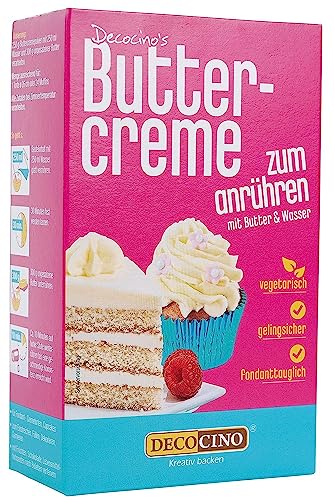 DECOCINO Vanille Buttercreme Fertigmischung (250g) - fertige Buttercreme Mischung im Vanille Geschmack, ideal für Torten, Kuchen und Cup Cakes, Topping, Motivtorten, Frankfurter Kranz, Geburstag von DECOCINO