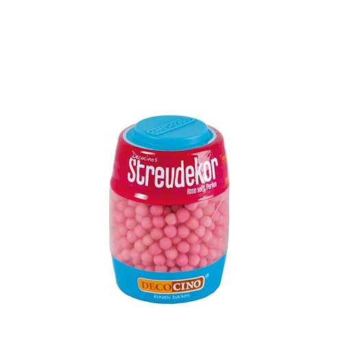 DECOCINO Essbare Perlen in Rosa (50g) – Streu-Dekor, Zucker-Streusel – matt-glänzende Zuckerperlen – perfekt zum Dekorieren von Torten, Kuchen und Cupcakes von DECOCINO