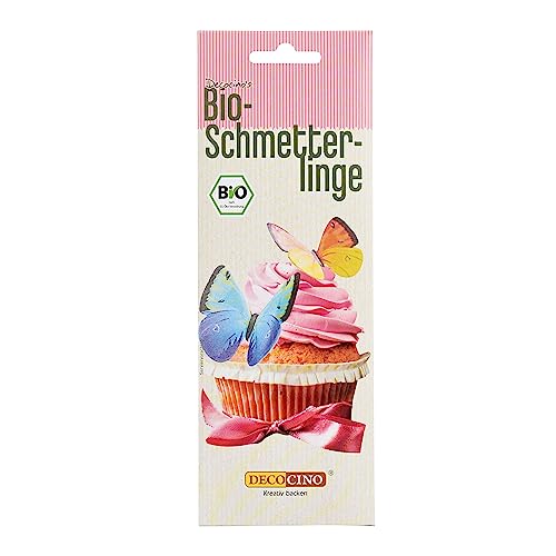 Decocino Bio Essbare Schmetterlinge (6 Stück) – hochwertige Torten-Deko | Back-Deko aus Oblate mit 3D-Effekt – als Deko für Kuchen, Muffins, Cup-Cakes von DECOCINO