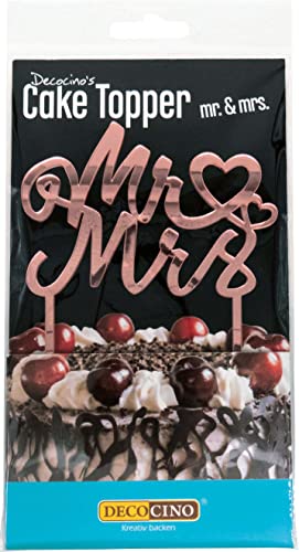 Decocino Cake Topper Mr. & Mrs. Tortenstecker in Silber zum Dekorieren & Verzieren von Torten und Kuchen (10 x 8 cm) - Tortendekoration von DECOCINO