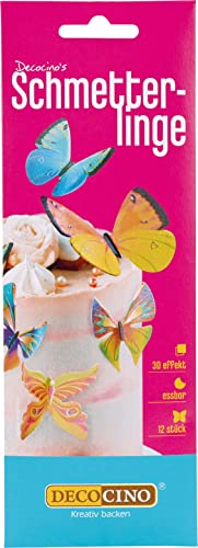 Decocino Essbare Schmetterlinge (12 verschied. Motive) – hochwertige Tortendeko aus Oblaten mit 3D-Effekt als Deko für Kuchen, Muffins, Cup-Cakes etc, 4.0 gramm, 25.0 grams von DECOCINO