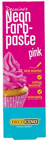 Decocino Neon Lebensmittelpaste pink – hochdosierte Lebensmittel-Farbe – zum Einfärben von Kuchen, Torten, Muffins, Cupcakes – geschmacksneutral von DECOCINO
