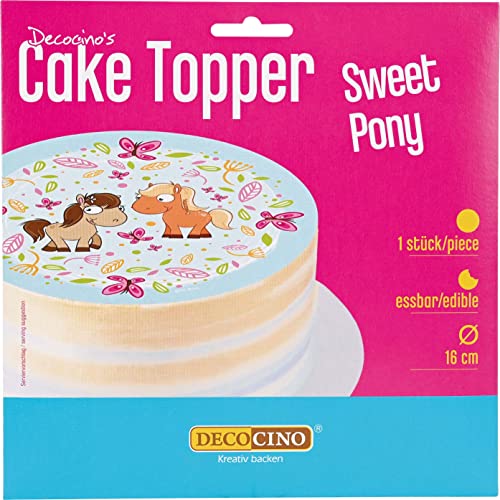 Decocino Tortenaufleger “Sweet Pony” – Geburtstags-Torten & Geburtstags-Kuchen bei Kinder-Geburtstagstagen – Cake Topper aus Fondant mit Pony-Motiv, 12 g von DECOCINO