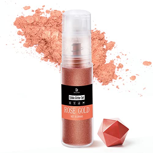 Essbarer Glitzer - 10g Essbarer Glitzerstaub Glitzerpulver in Sprühflasche für Lebensmittel, Getränke, Kuchen - Metallisch Lebensmittelfarbe Pulver zum Dekorieren Torten, Süßigkeiten, Keksen(Roségold) Essbarer Glitzer - 10g Essbarer Glitzerstaub Glitzerpulver in Sprühflasche für Lebensmittel, Getränke, Kuchen - Metallisch Lebensmittelfarbe Pulver zum Dekorieren Torten, Süßigkeiten, Keksen(Roségold) von DecorRom