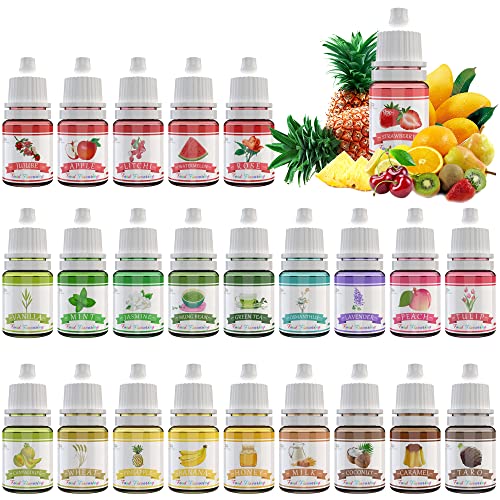Lebensmittelaroma, Food Flavour Drops - 24 Konzentriertes Lebensmittel Flavor Oil Aromaöl zum Backen, Kochen, Kosmetik - Flüssiger Lipgloss Flavoring Oil für Getränke, Seifen - Wasser- und öllöslich Lebensmittelaroma, Food Flavour Drops - 24 Konzentriertes Lebensmittel Flavor Oil Aromaöl zum Backen, Kochen, Kosmetik - Flüssiger Lipgloss Flavoring Oil für Getränke, Seifen - Wasser- und öllöslich von DecorRom