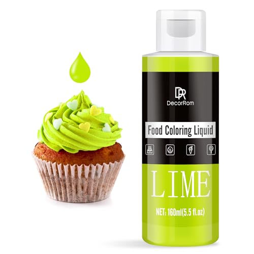 Lebensmittelfarbe - 160ml Flüssige Konzentrierte Lebensmittel Farben für Kuchen Dekoration, Backen, Kekse, Macaron - Zuckerfrei Food Coloring für Getränken, Tortendeko, DIY Slime, Osterei (Kalk) von DecorRom