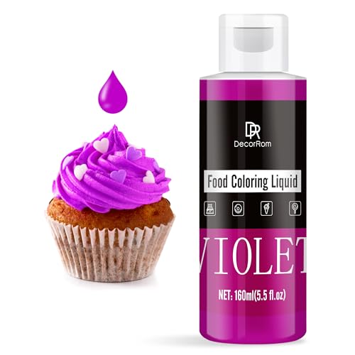 Lebensmittelfarbe - 160ml Flüssige Konzentrierte Lebensmittel Farben für Kuchen Dekoration, Backen, Kekse, Macaron - Zuckerfrei Food Coloring für Getränken, Tortendeko, DIY Slime, Osterei (Violett) von DecorRom