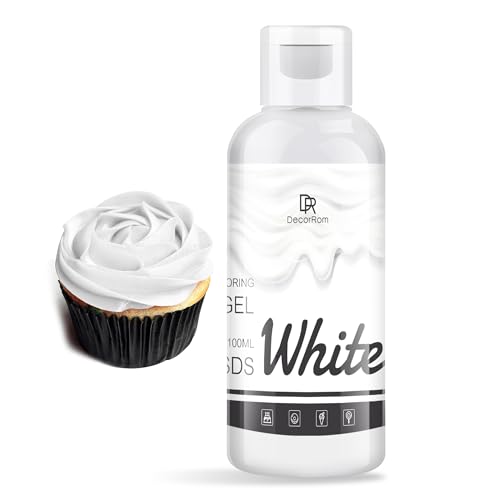 Lebensmittelfarbe Gel - 4.5oz Konzentrierte Gel Lebensmittel Farben für Kuchen Dekoration, Backen, Kekse, Macaron - Zuckerfrei Food Coloring für Getränken, Tortendeko, DIY Slime, Osterei (Weiß) von DecorRom