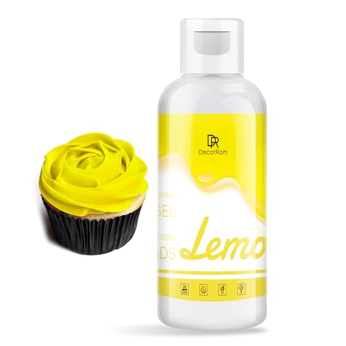 Lebensmittelfarbe Gel - 4.5oz Konzentrierte Gel Lebensmittel Farben für Kuchen Dekoration, Backen, Kekse, Macaron - Zuckerfrei Food Coloring für Getränken, Tortendeko, DIY Slime, Osterei (Zitrone) von DecorRom