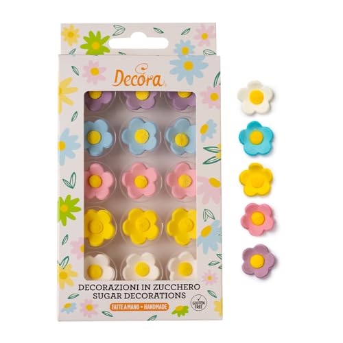 DECORA 0500518 16ER-PACK MITTELGROßE BLUMEN IN VERSCHIEDENEN FARBEN von Decora