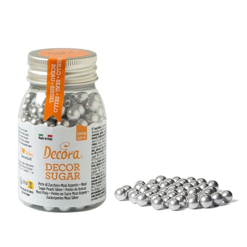 Decora 2081130 PAKETE 100 G MAXI SILBER ZUCKERPERLEN von Decora