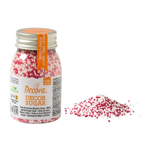 Decora 2081135 PAKETE 100 G NONPAREILS WEIßUND ROT von Decora