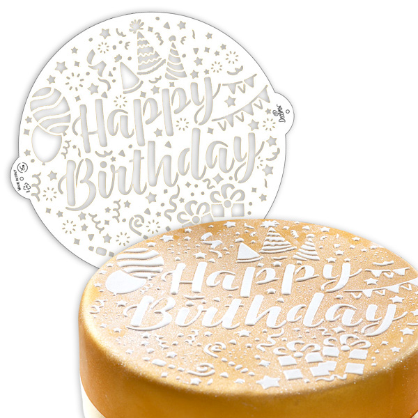 Tortenschablone, Happy Birthday, Ø 25cm von Decora