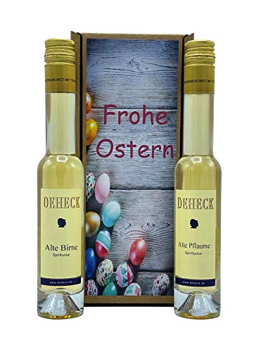 Geschenkset "Frohe Ostern" Alte Birne Alte Pflaume 2x0,1l von Deheck
